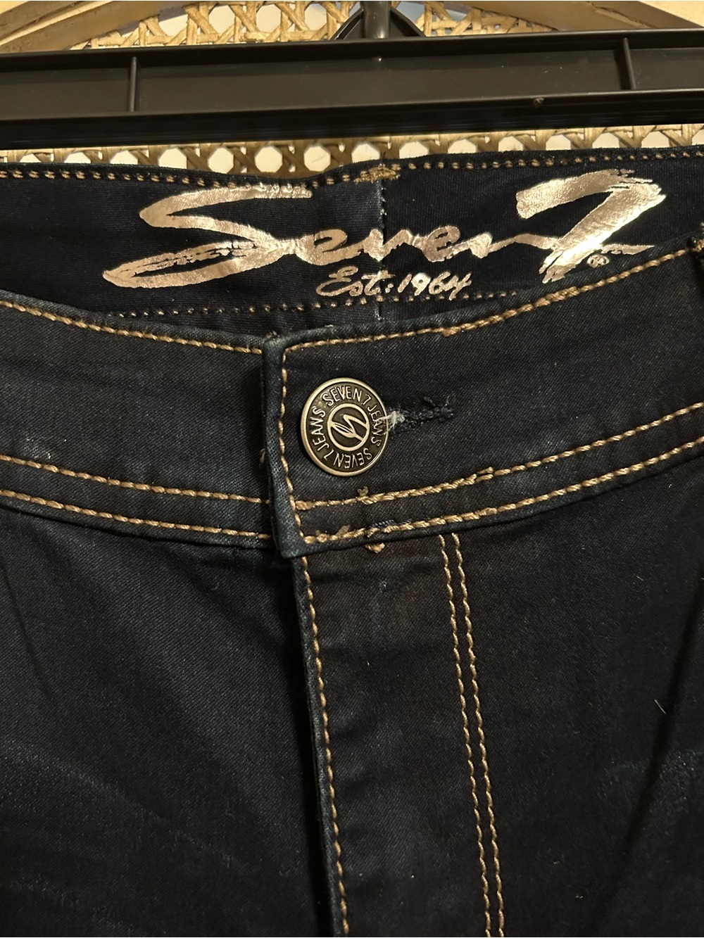 Seven7 Dark Blue Flare Jeans for Women - Picture 3 of 8